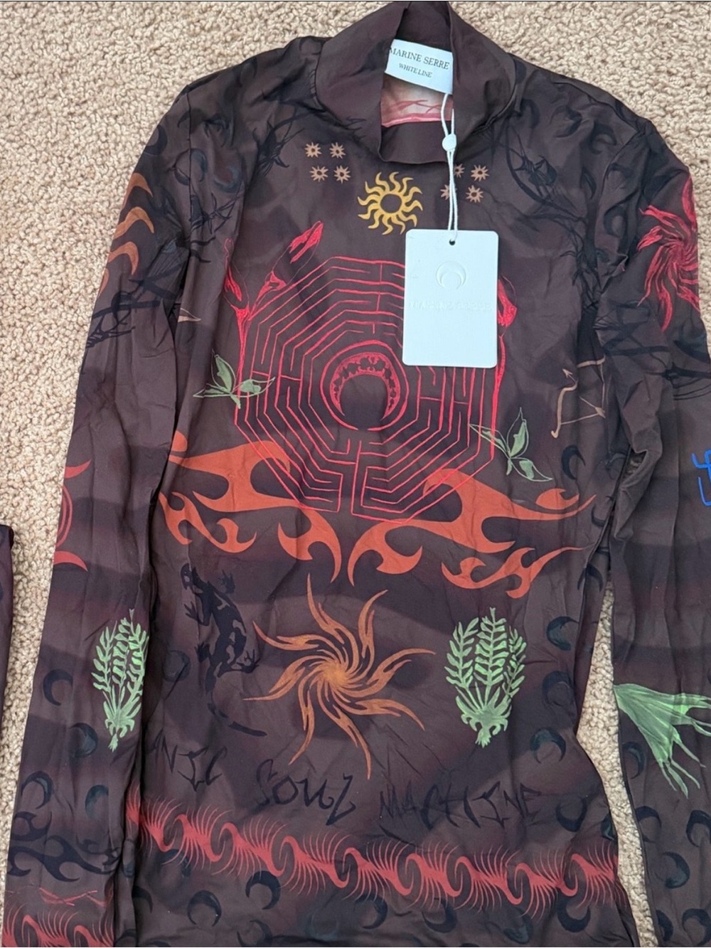 Marine Serre Brown Multi-Print Long Sleeve Top